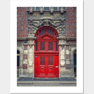 Vintage red door Posters and Art